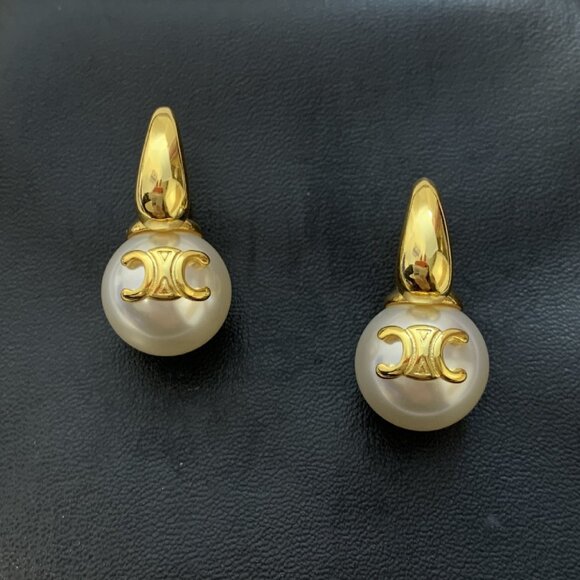 CELINE Pearl Circle Earrings - Picture 1 of 6